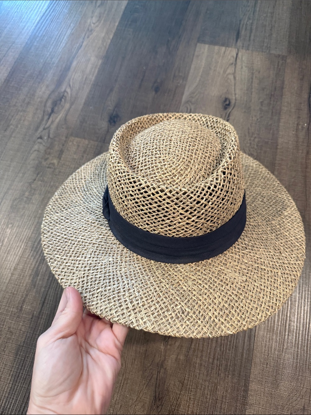Dockers Natural Straw Panama Hat with Black Band